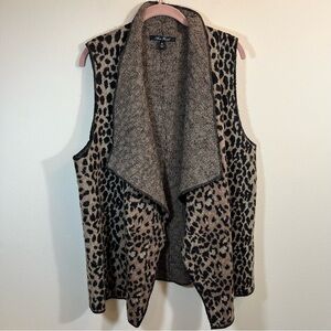 Anne French Women’s Wool Cheetah Leopard Sweater Vest XL